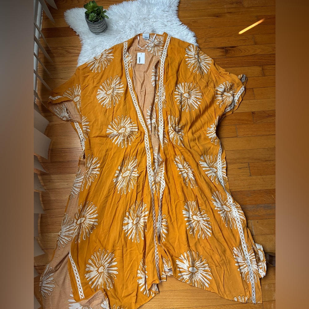Sonoma Yellow Floral Print Lightweight Kimono 💛 - Picture 2 of 12